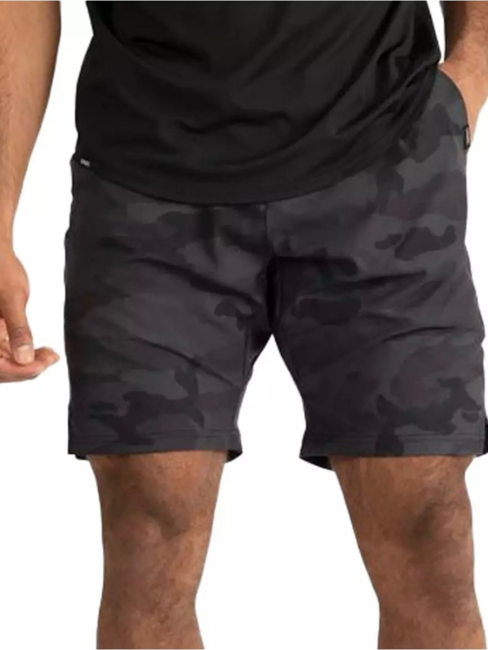 UNRL Stride Shorts Black Camo Drawstring Zip Pocket Stretch Athletic- Size XS